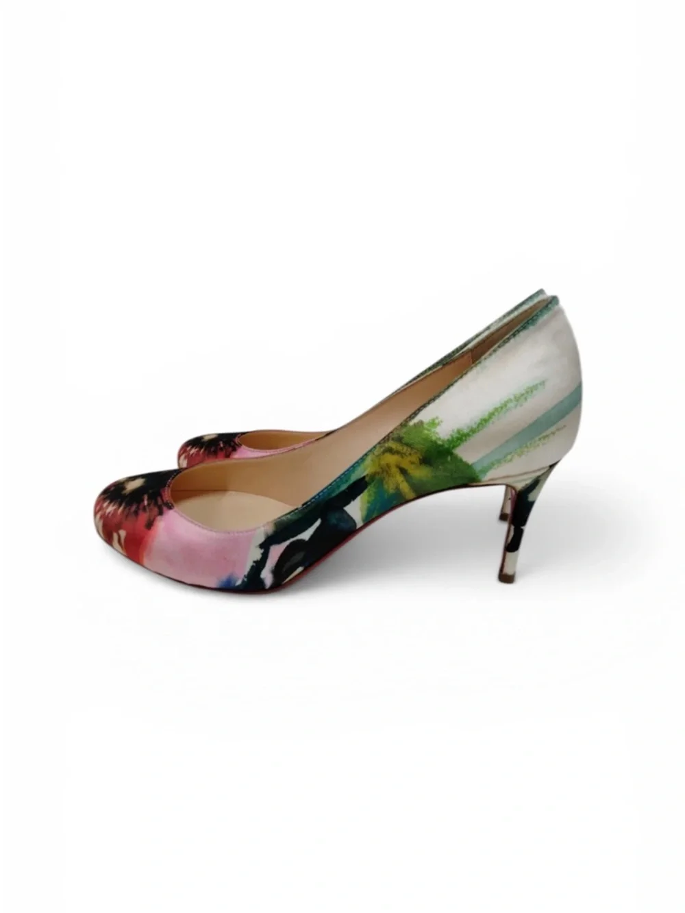 LIKE NEW CHRISTIAN LOUBOUTIN Multicolor Floral Mid-Heel Pump IT36